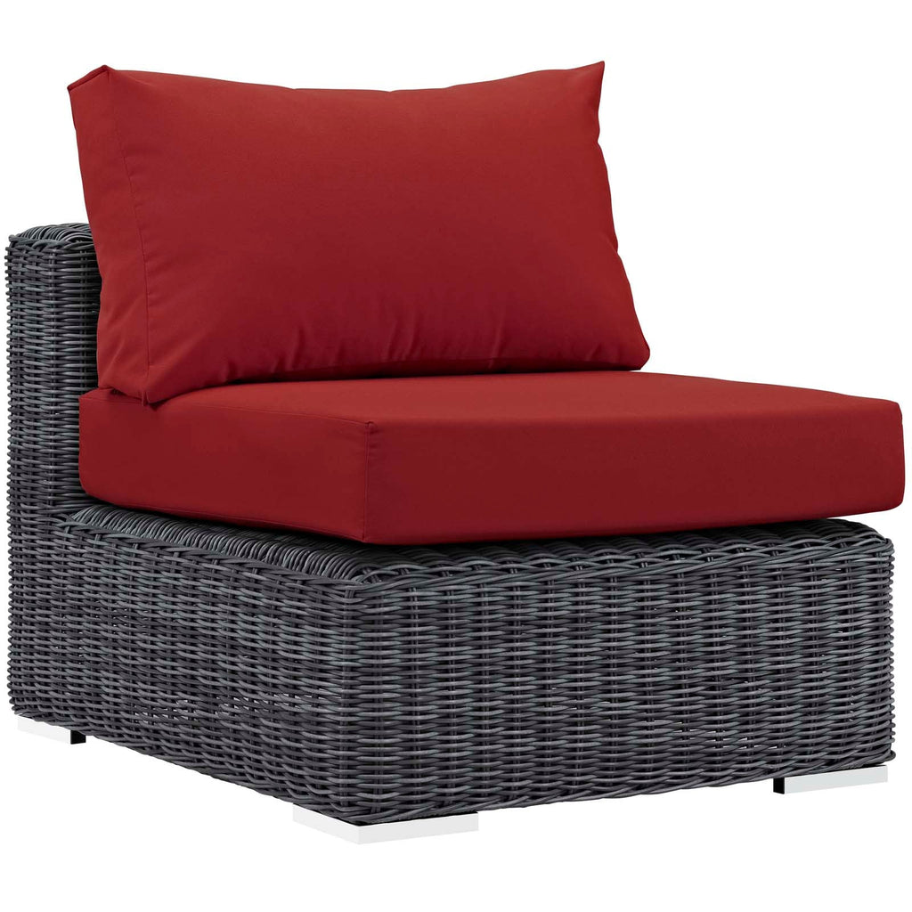 Summon 5 Piece Outdoor Patio Sunbrella Sectional Set in Canvas Red-2