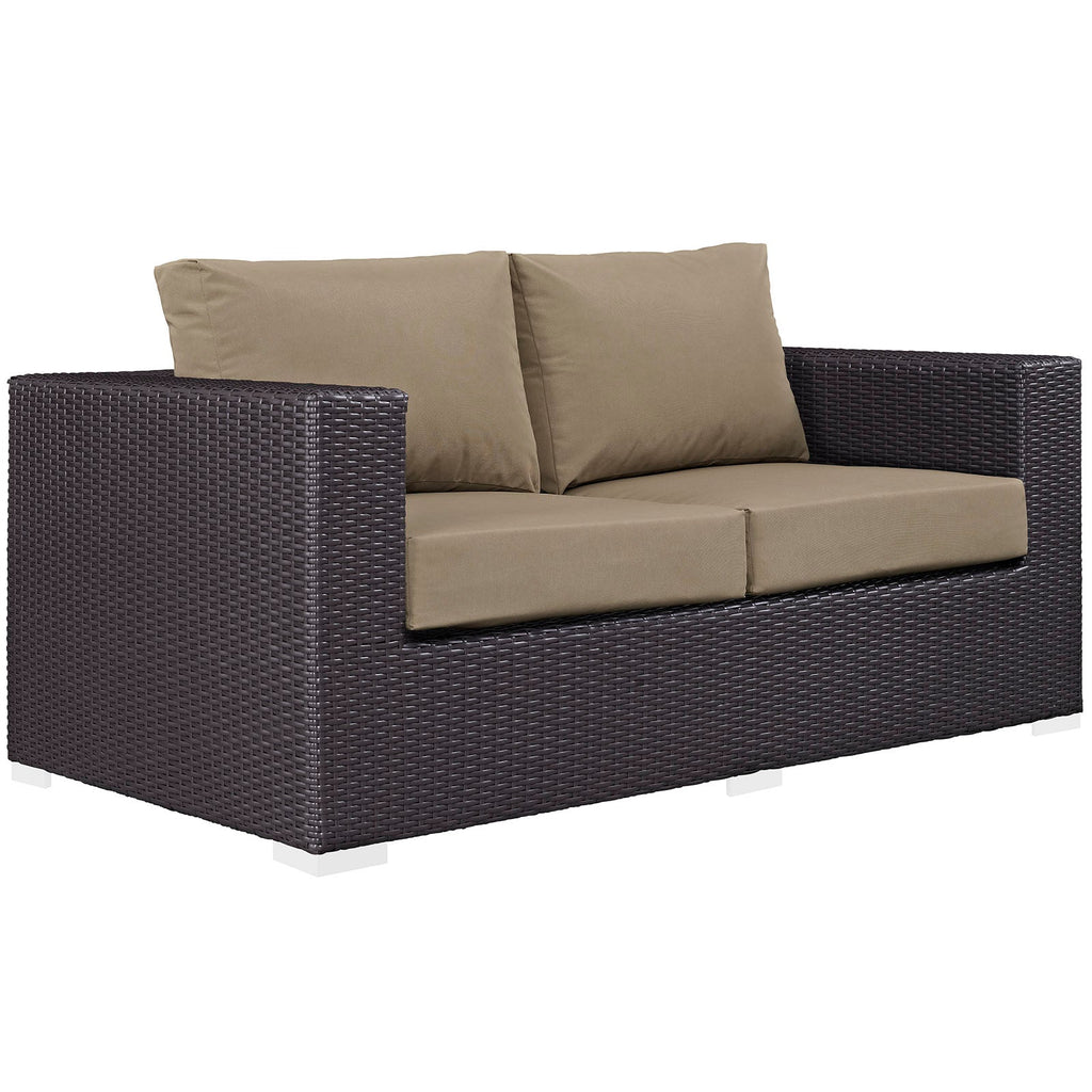 Convene Outdoor Patio Loveseat in Espresso Mocha