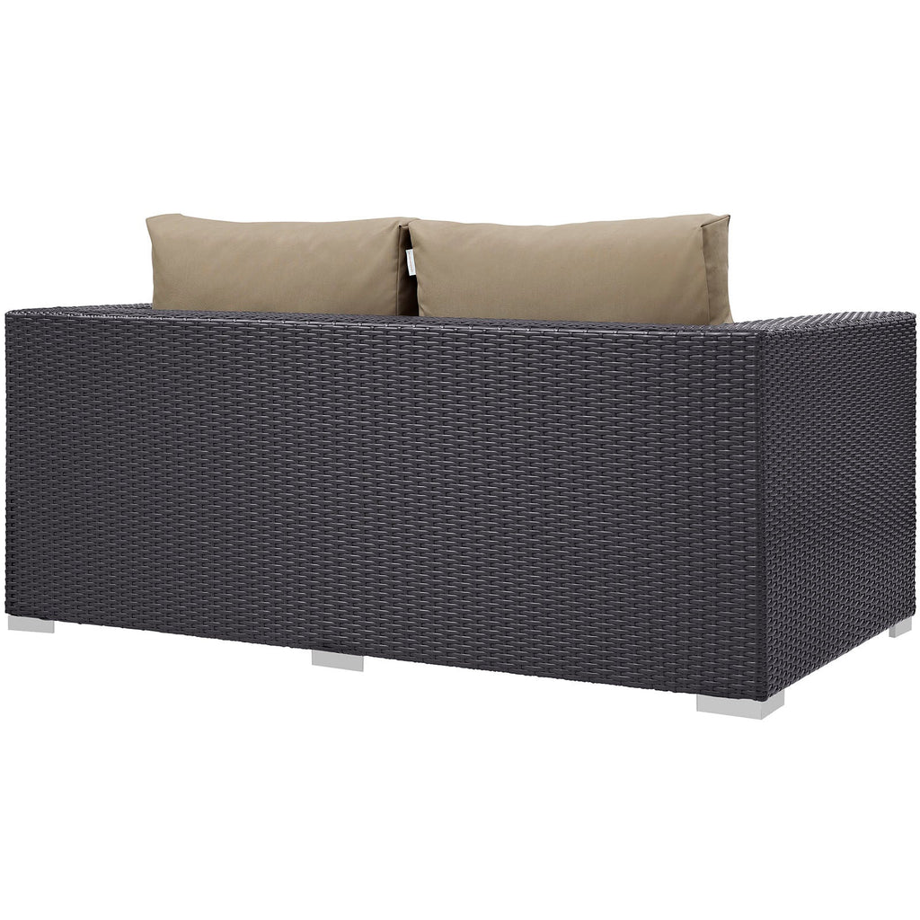 Convene Outdoor Patio Loveseat in Espresso Mocha