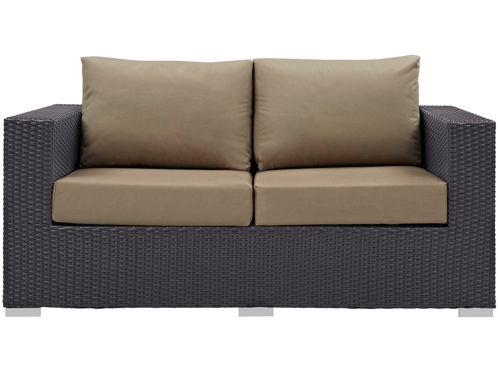 Convene Outdoor Patio Loveseat in Espresso Mocha