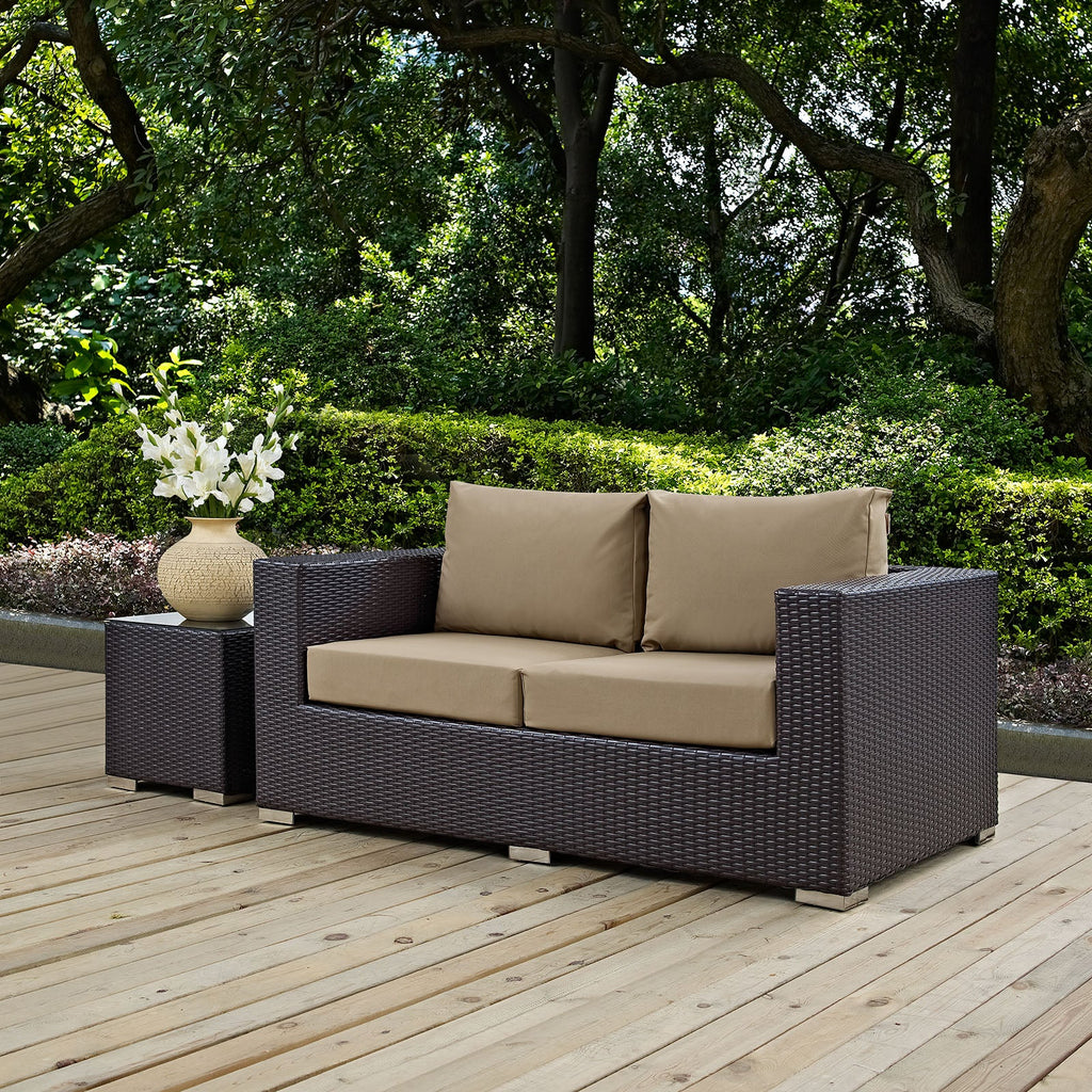 Convene Outdoor Patio Loveseat in Espresso Mocha