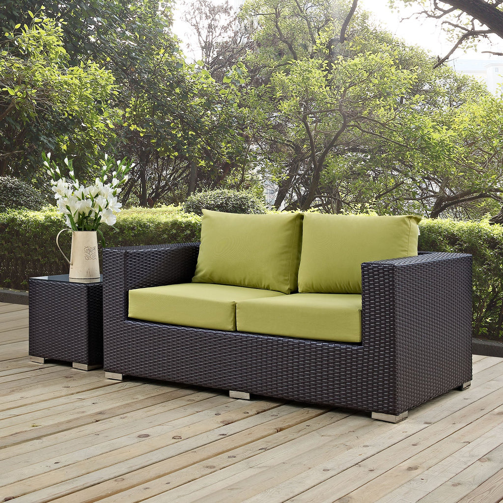 Convene Outdoor Patio Loveseat in Espresso Peridot