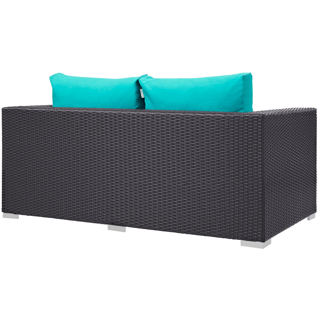 Convene Outdoor Patio Loveseat in Espresso Turquoise