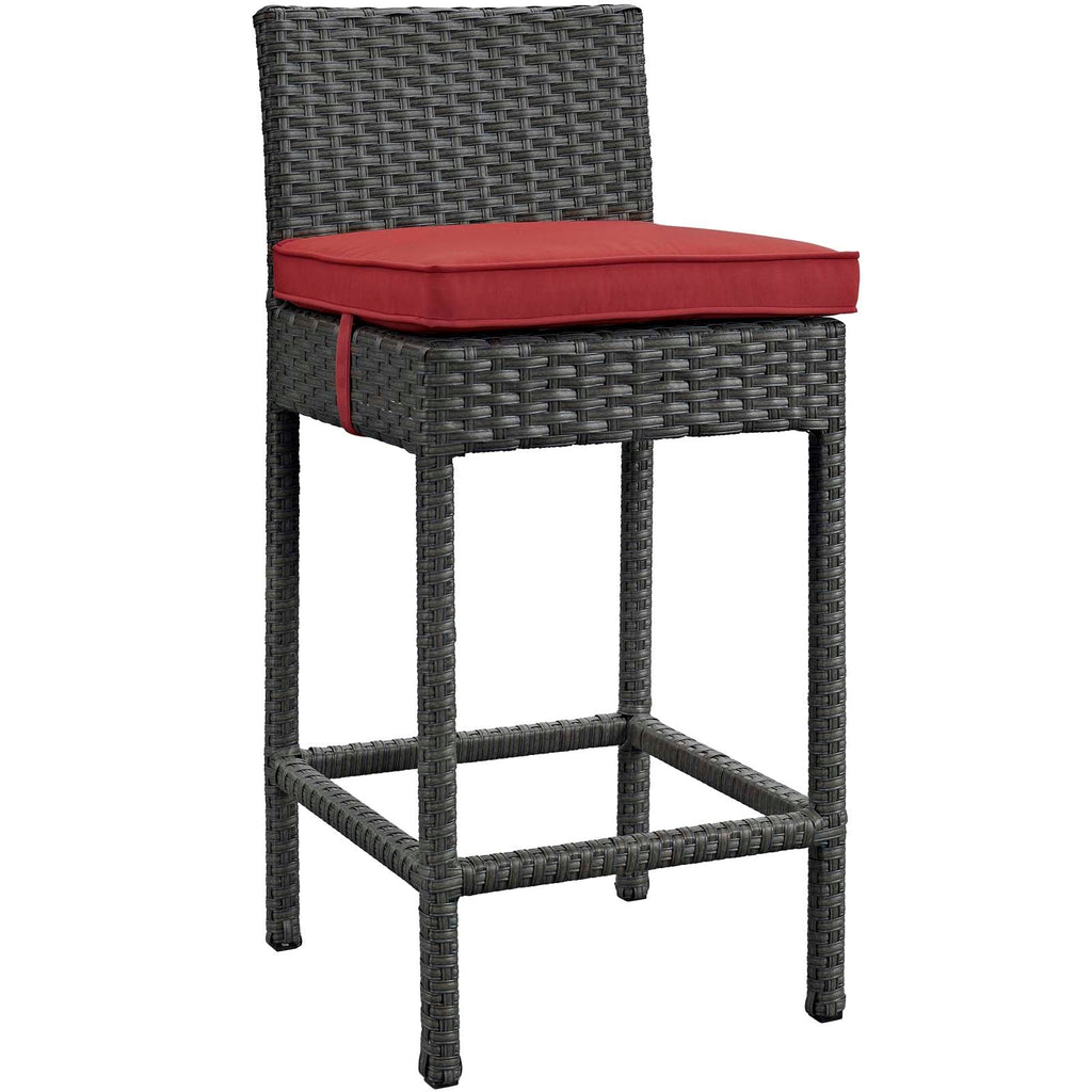 Sojourn Outdoor Patio Sunbrella Bar Stool in Canvas Red