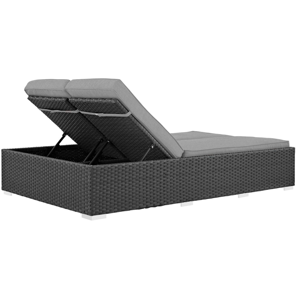 Sojourn Outdoor Patio Sunbrella Double Chaise in Chocolate Gray