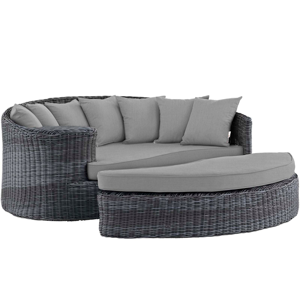 Summon Outdoor Patio Sunbrella Daybed in Canvas Gray