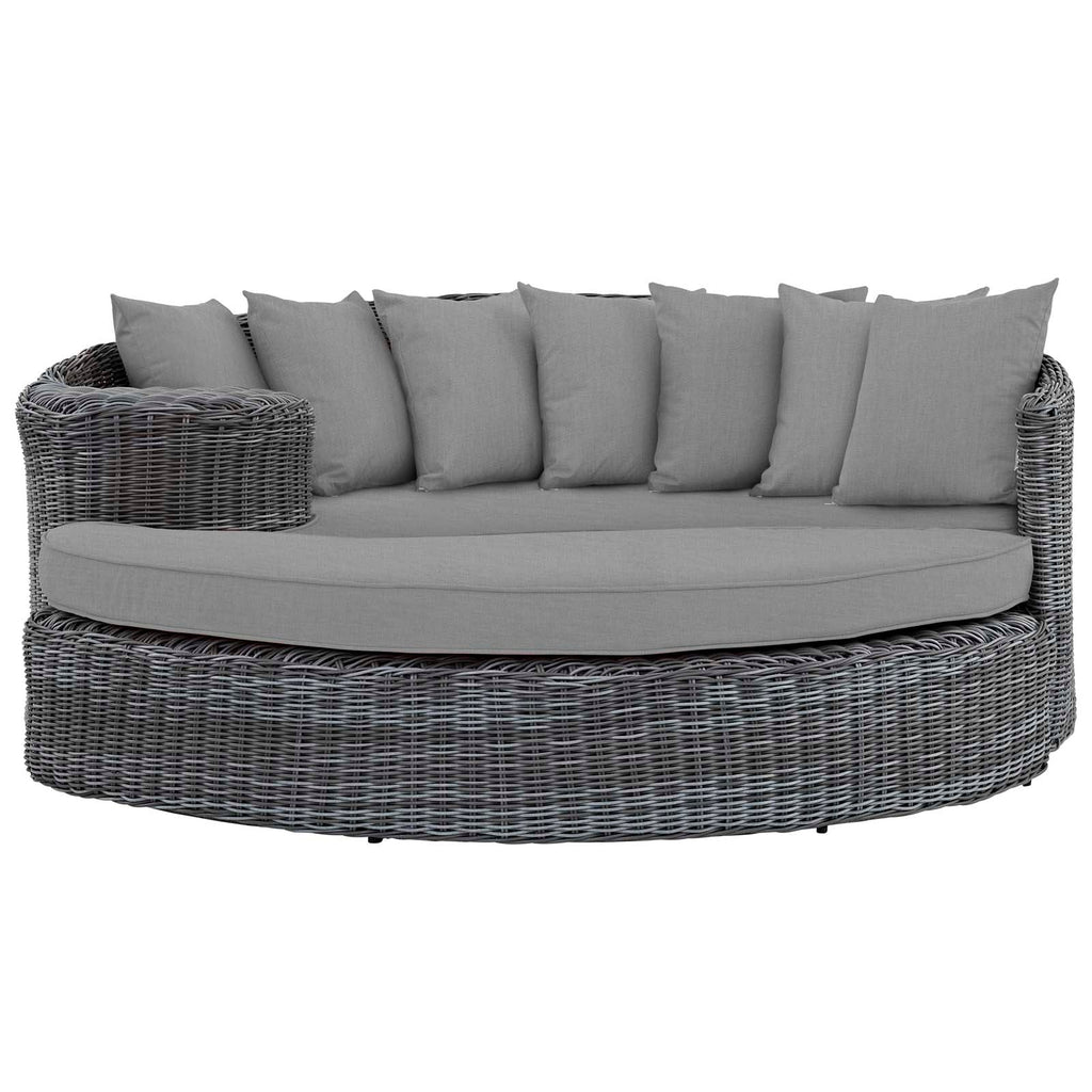 Summon Outdoor Patio Sunbrella Daybed in Canvas Gray