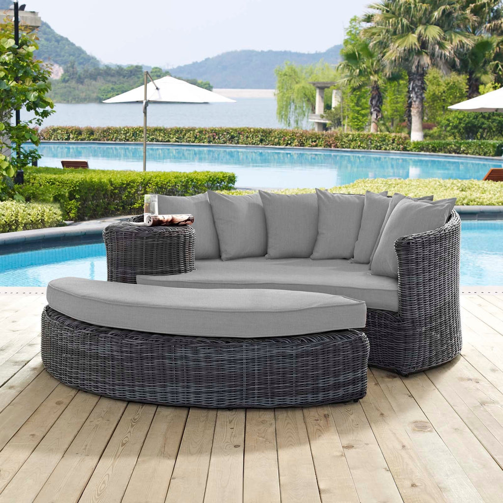 Summon Outdoor Patio Sunbrella Daybed in Canvas Gray