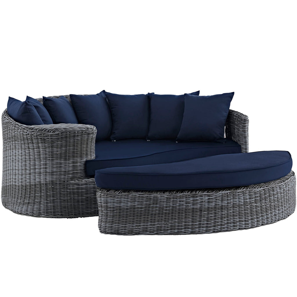 Summon Outdoor Patio Sunbrella Daybed in Canvas Navy