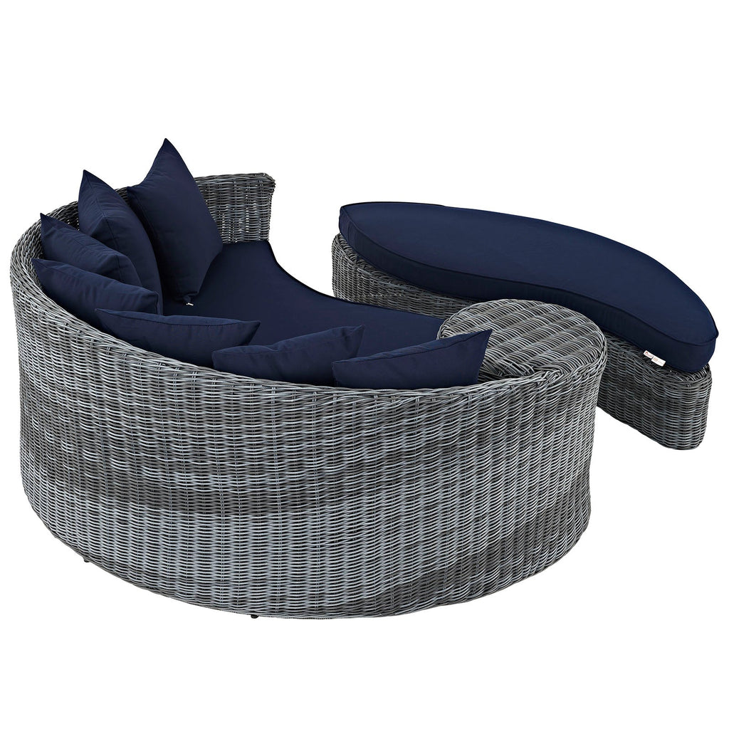 Summon Outdoor Patio Sunbrella Daybed in Canvas Navy