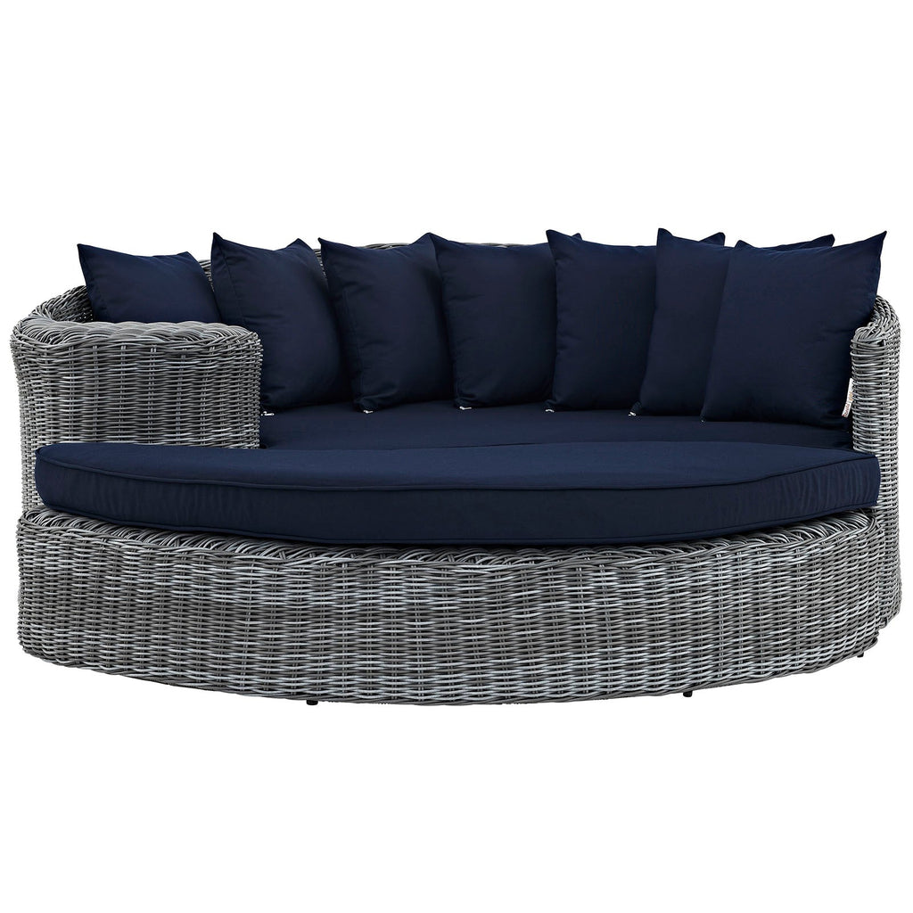 Summon Outdoor Patio Sunbrella Daybed in Canvas Navy