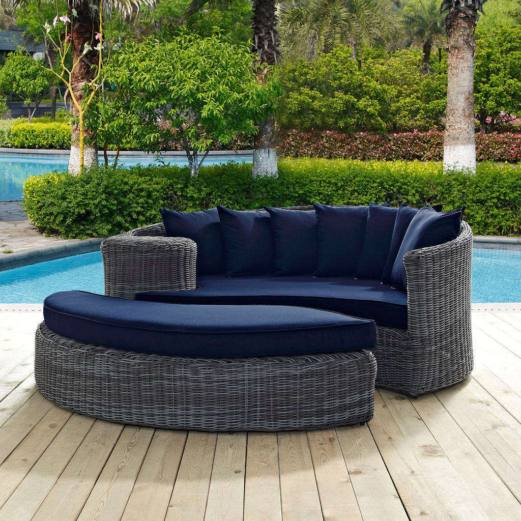 Summon Outdoor Patio Sunbrella Daybed in Canvas Navy