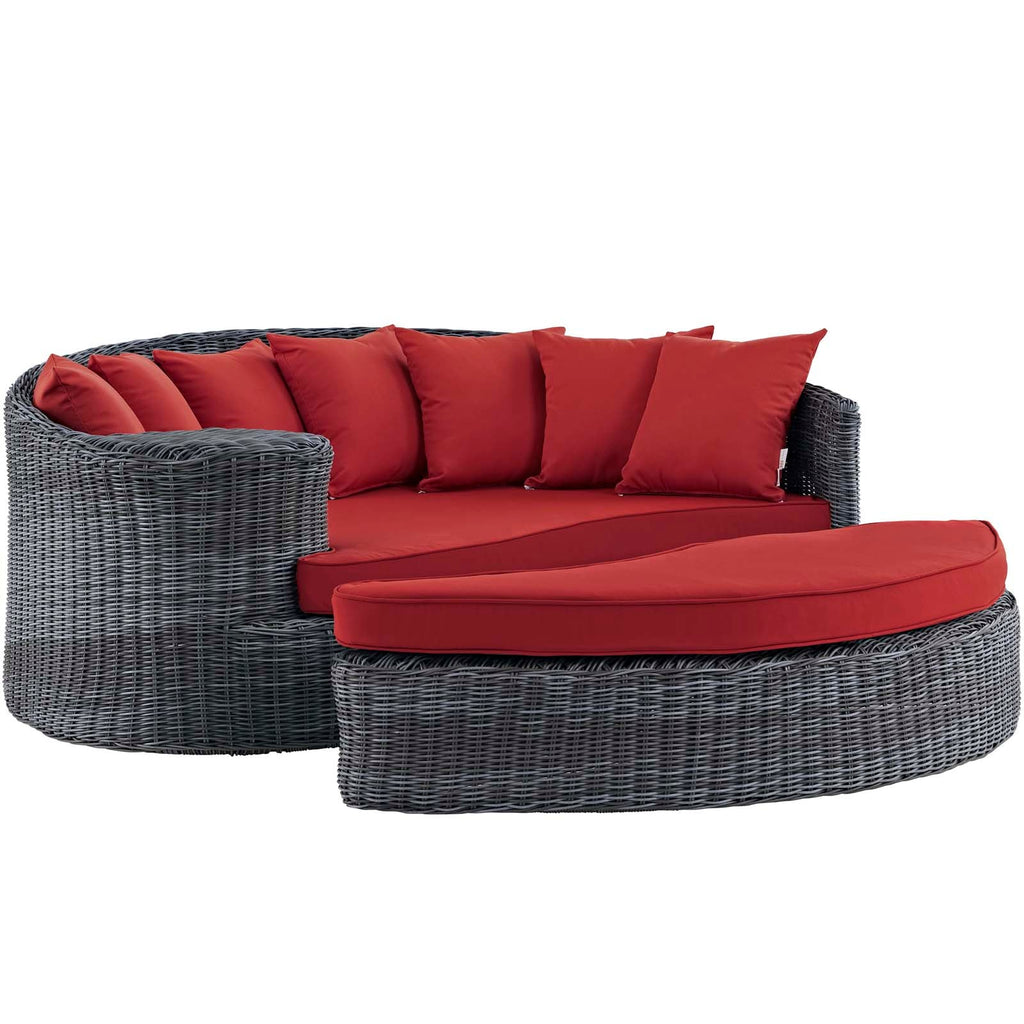 Summon Outdoor Patio Sunbrella Daybed in Canvas Red