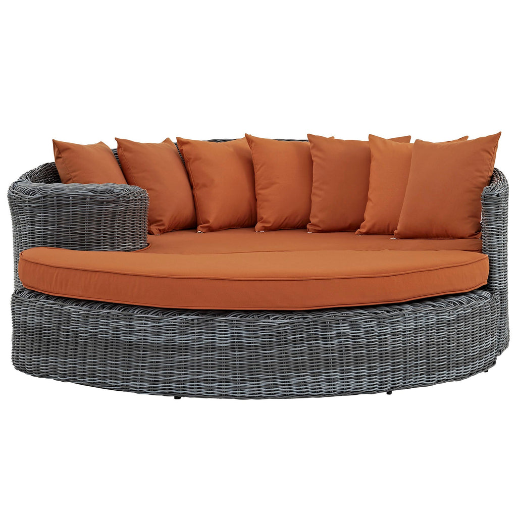 Summon Outdoor Patio Sunbrella Daybed in Canvas Tuscan