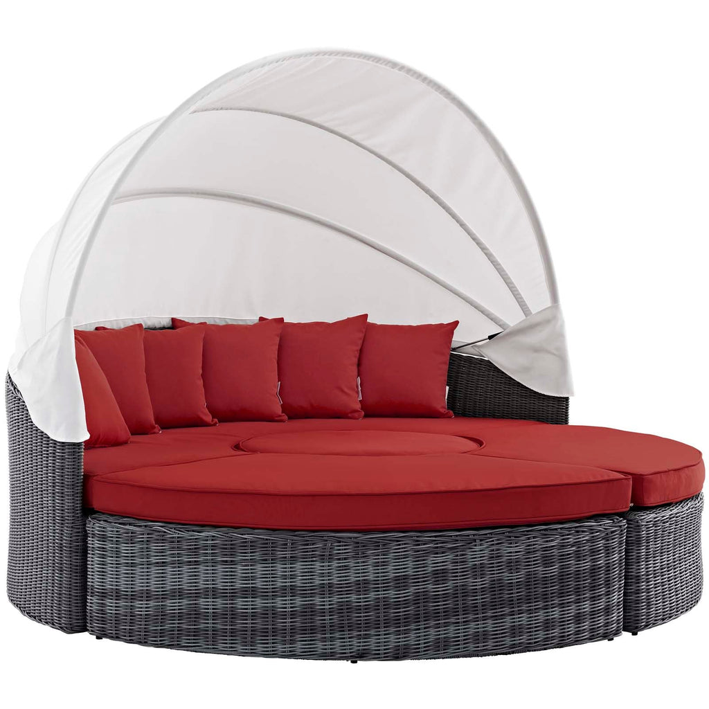 Summon Canopy Outdoor Patio Sunbrella Daybed in Canvas Red