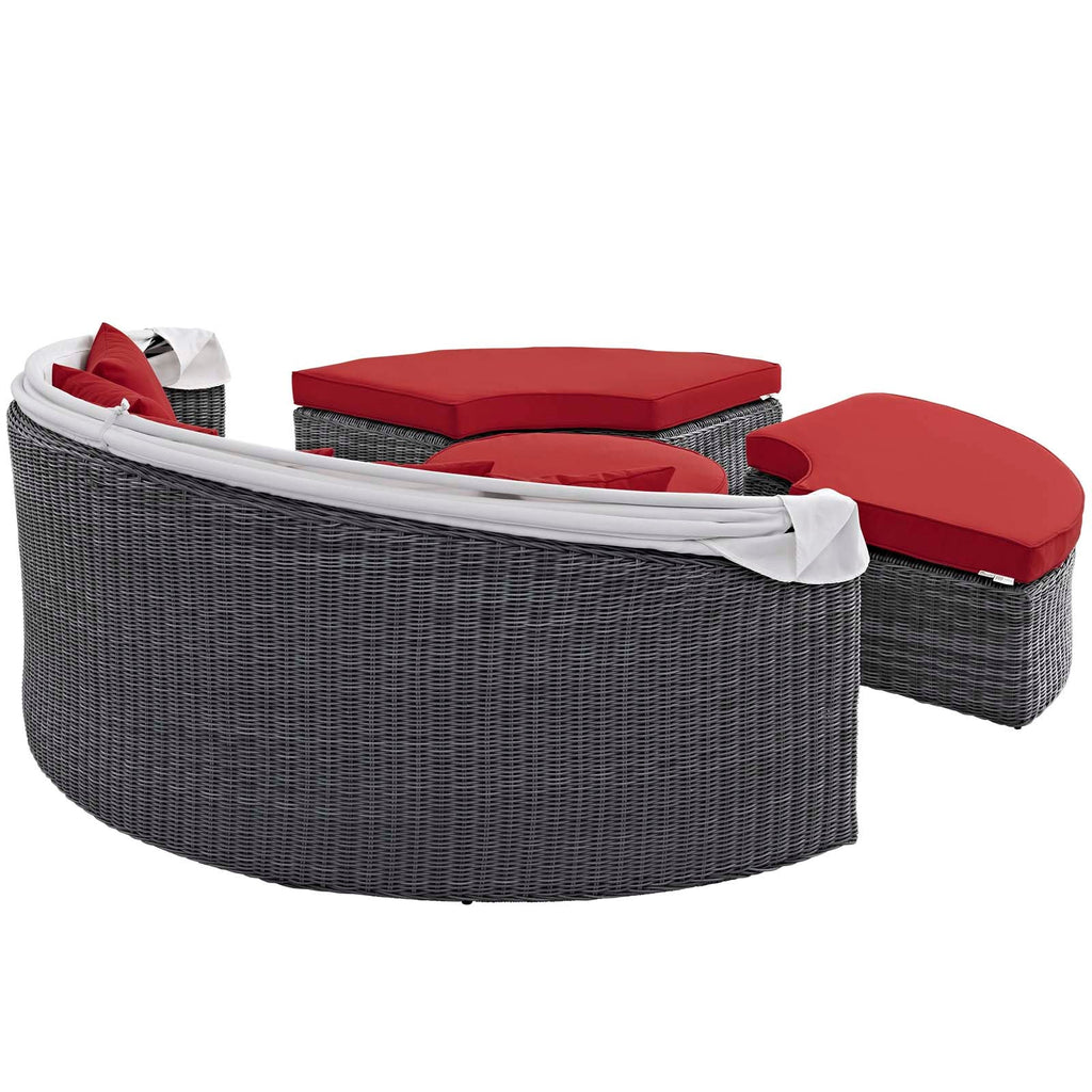Summon Canopy Outdoor Patio Sunbrella Daybed in Canvas Red