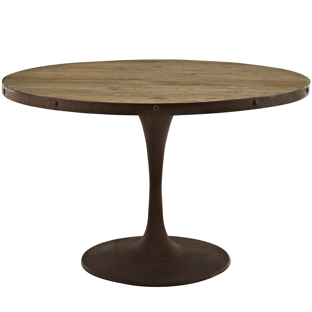 Drive 48" Round Wood Top Dining Table in Brown