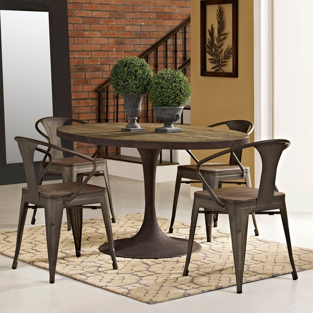 Drive 60" Oval Wood Top Dining Table in Brown