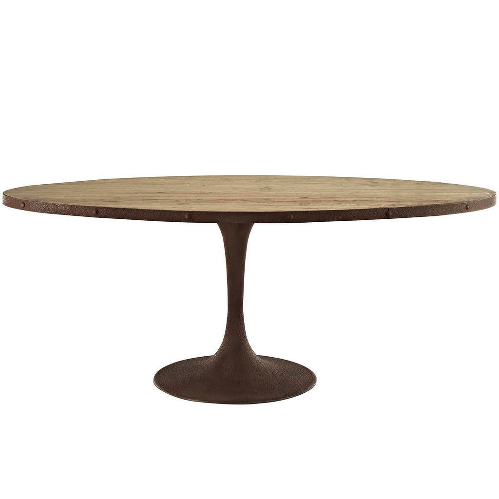 Drive 78" Oval Wood Top Dining Table in Brown