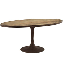 Drive 78" Oval Wood Top Dining Table in Brown