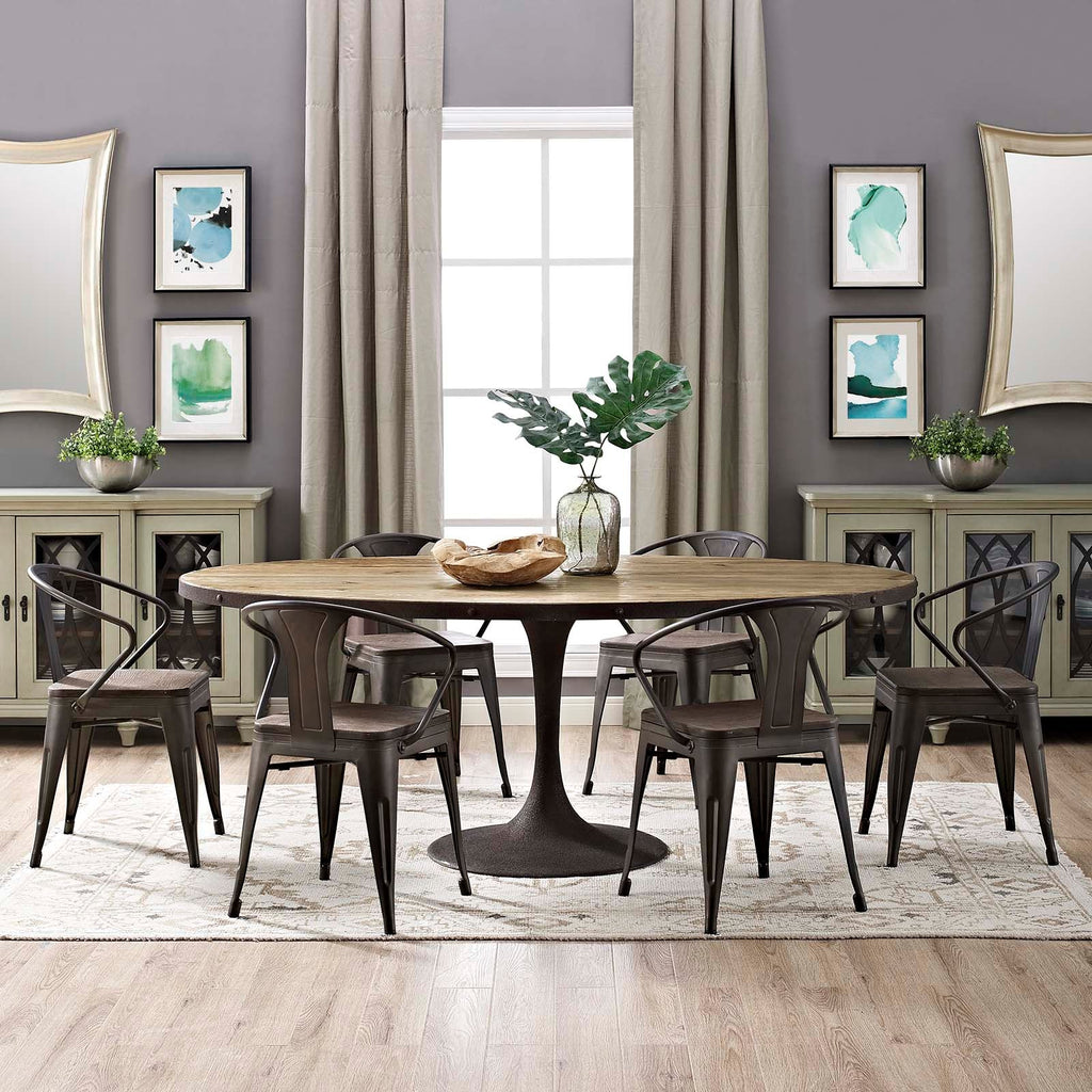 Drive 78" Oval Wood Top Dining Table in Brown