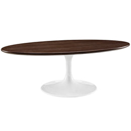 Lippa 48" Oval-Shaped Walnut Coffee Table in Walnut