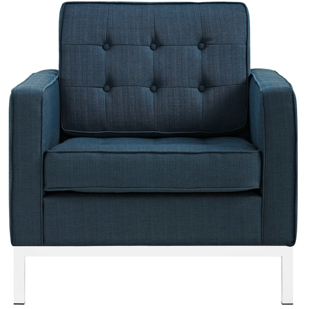 Loft Upholstered Fabric Armchair in Azure