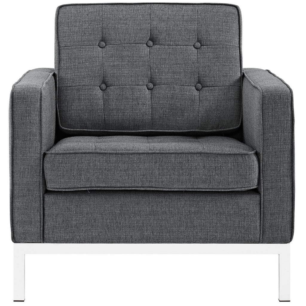 Loft Upholstered Fabric Armchair in Gray