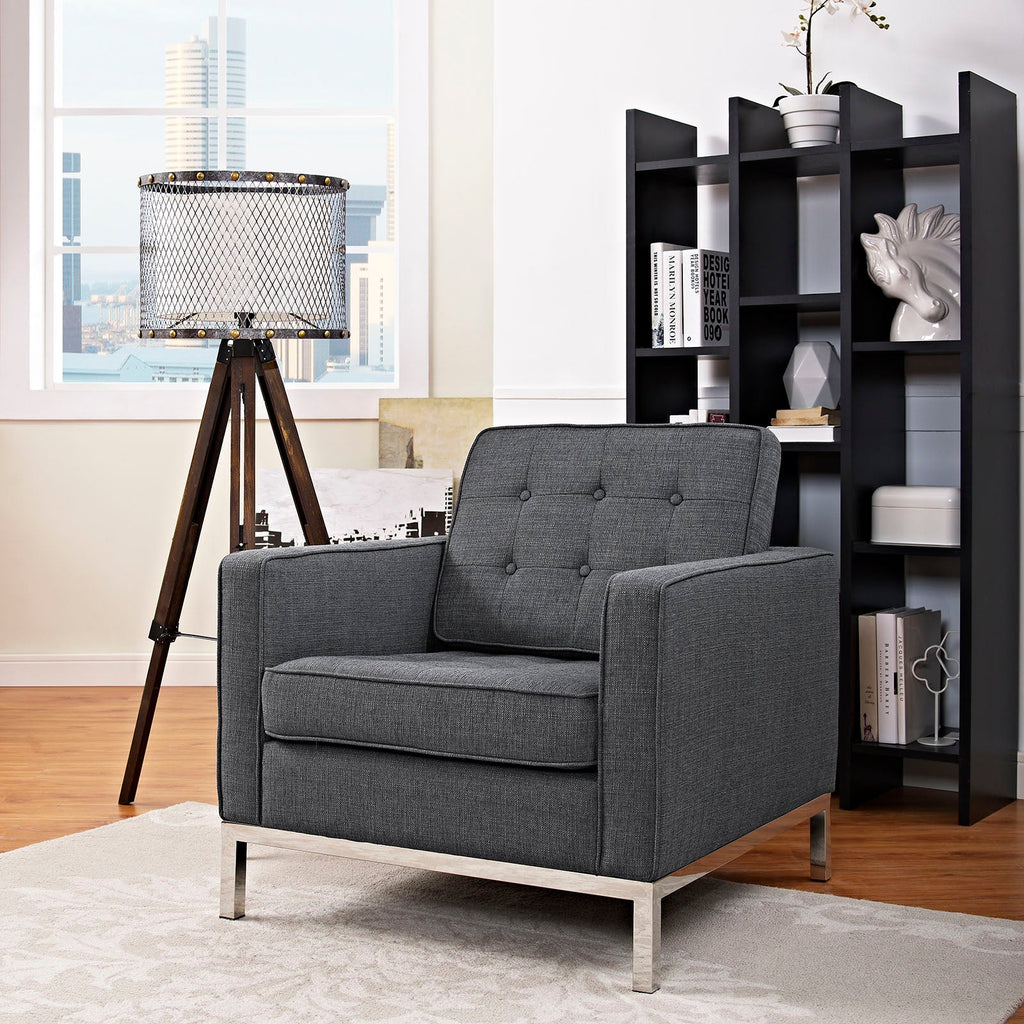 Loft Upholstered Fabric Armchair in Gray