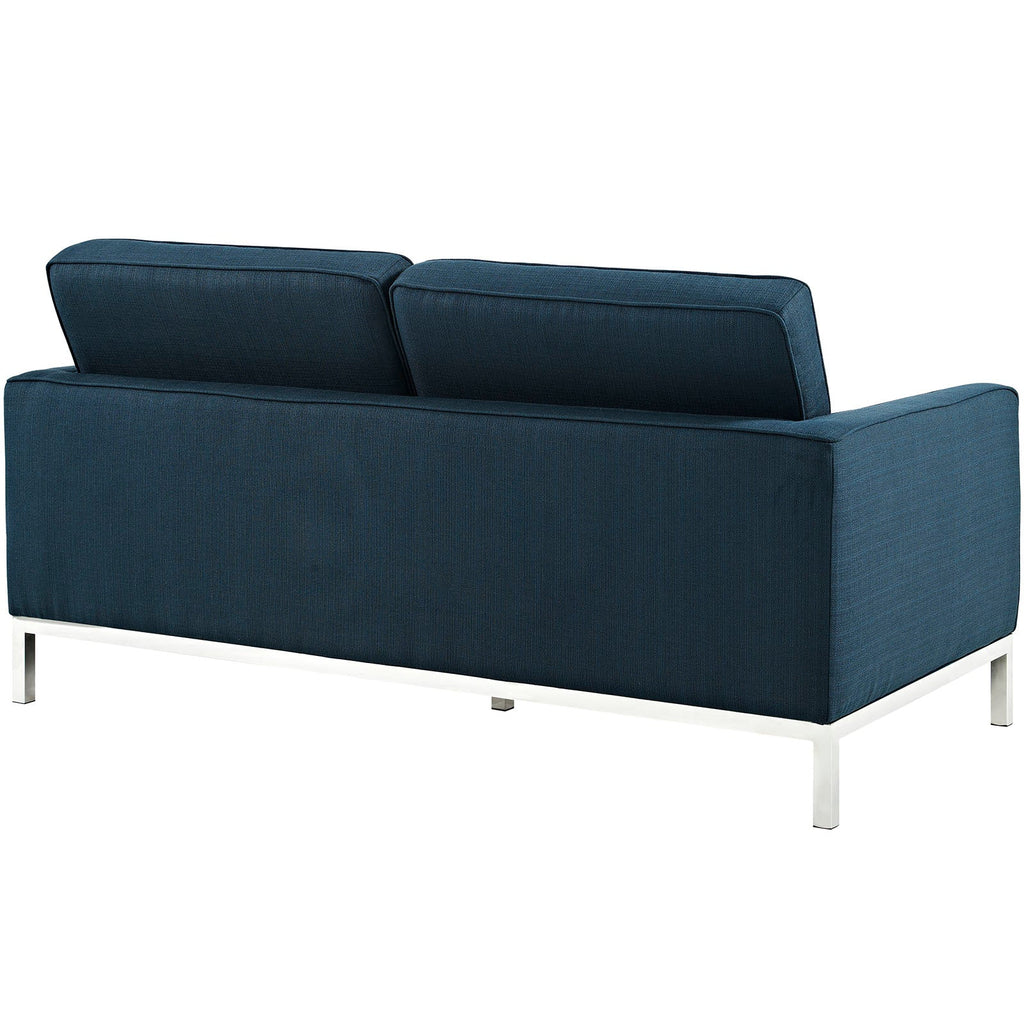 Loft Upholstered Fabric Loveseat in Azure