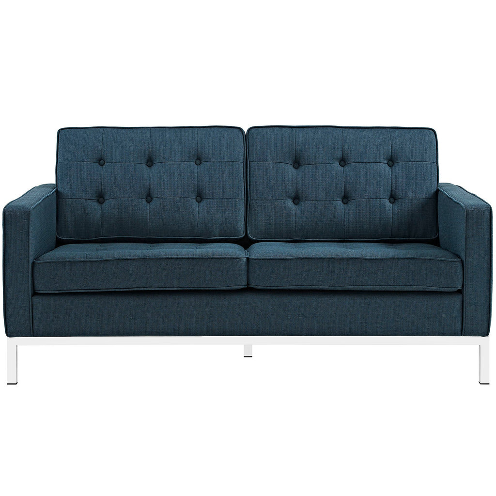 Loft Upholstered Fabric Loveseat in Azure