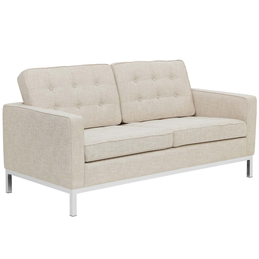 Loft Upholstered Fabric Loveseat in Beige