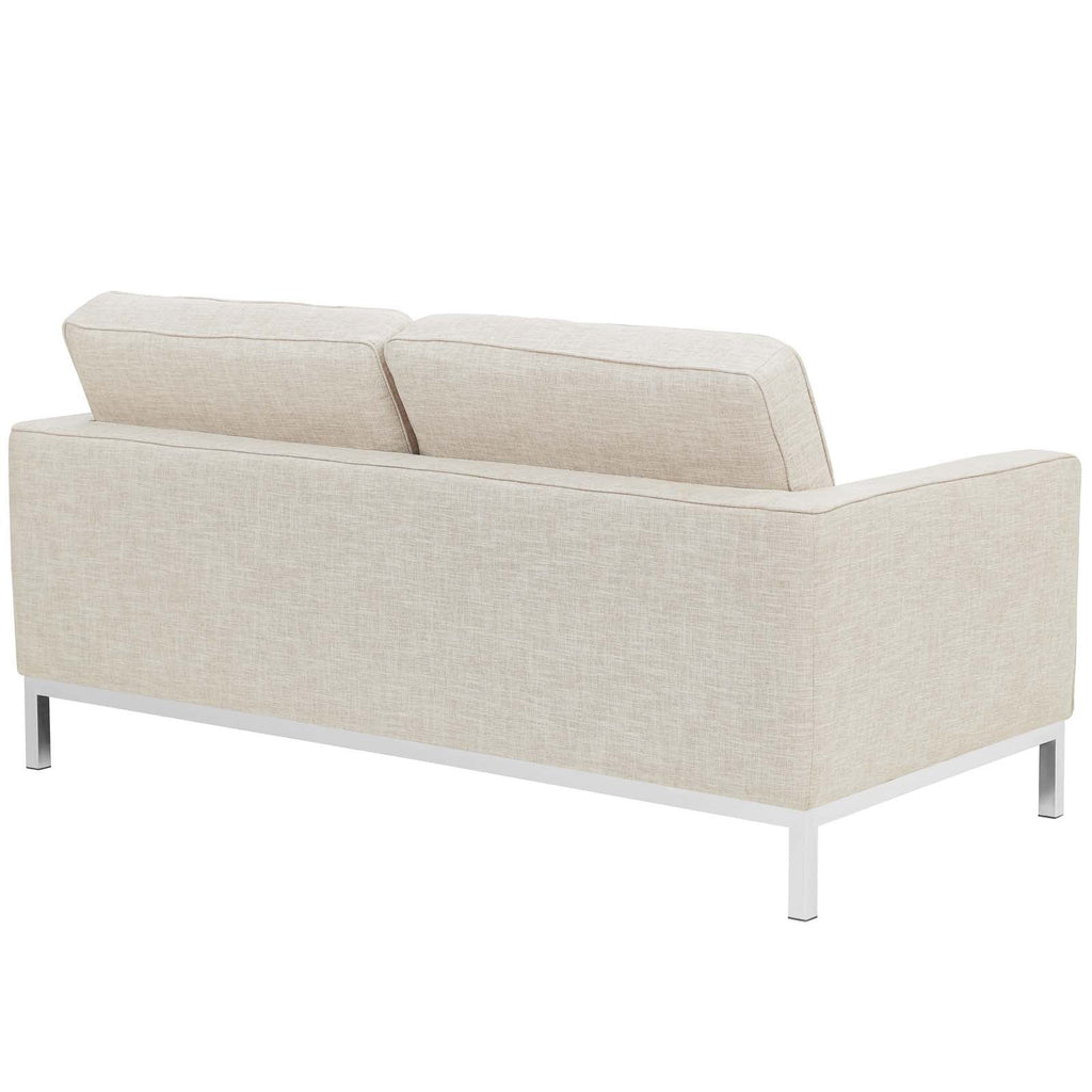 Loft Upholstered Fabric Loveseat in Beige