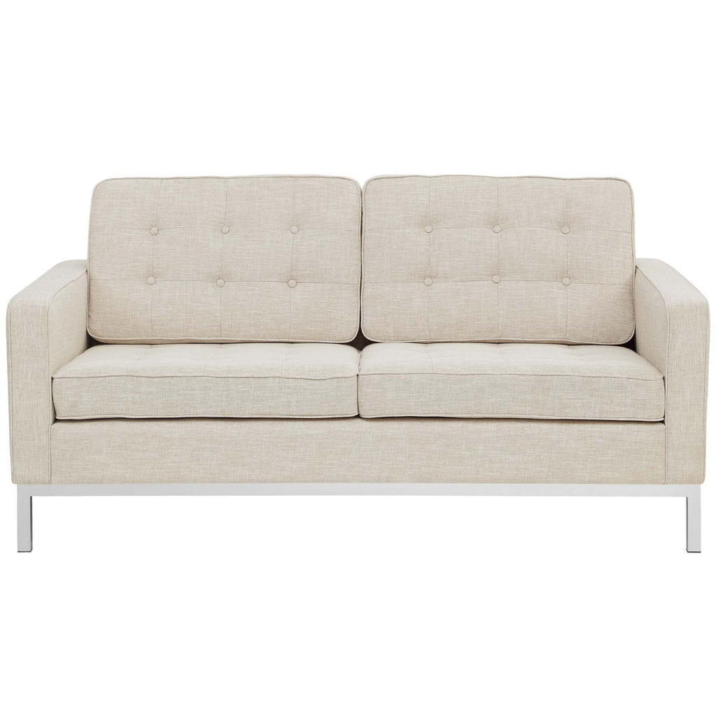 Loft Upholstered Fabric Loveseat in Beige