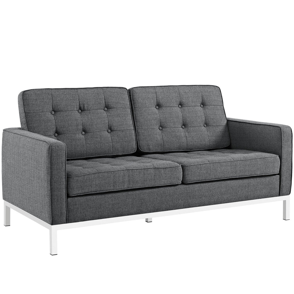 Loft Upholstered Fabric Loveseat in Gray