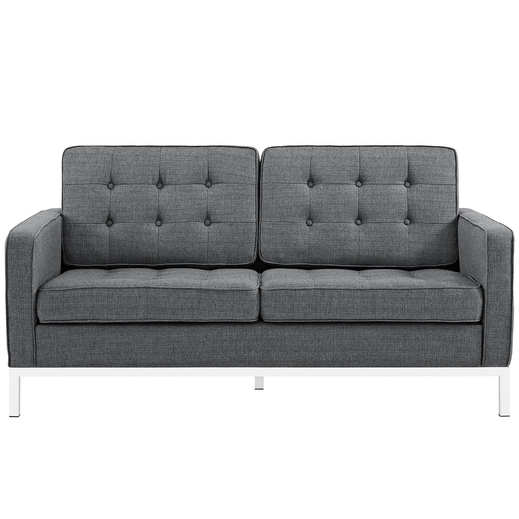 Loft Upholstered Fabric Loveseat in Gray