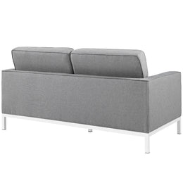 Loft Upholstered Fabric Loveseat in Light gray