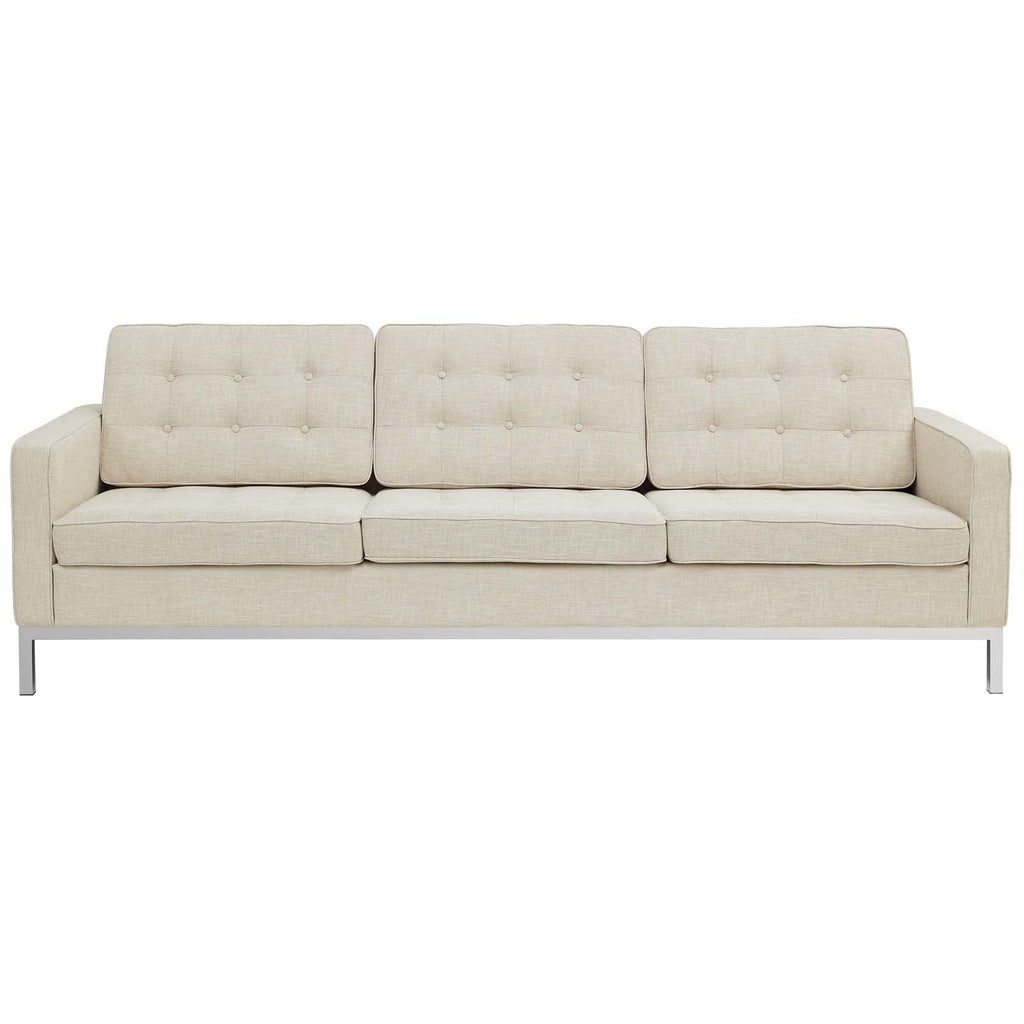 Loft Upholstered Fabric Sofa in Beige