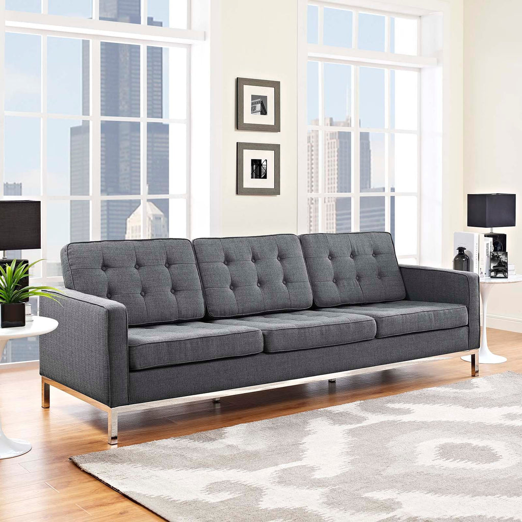 Loft Upholstered Fabric Sofa in Gray