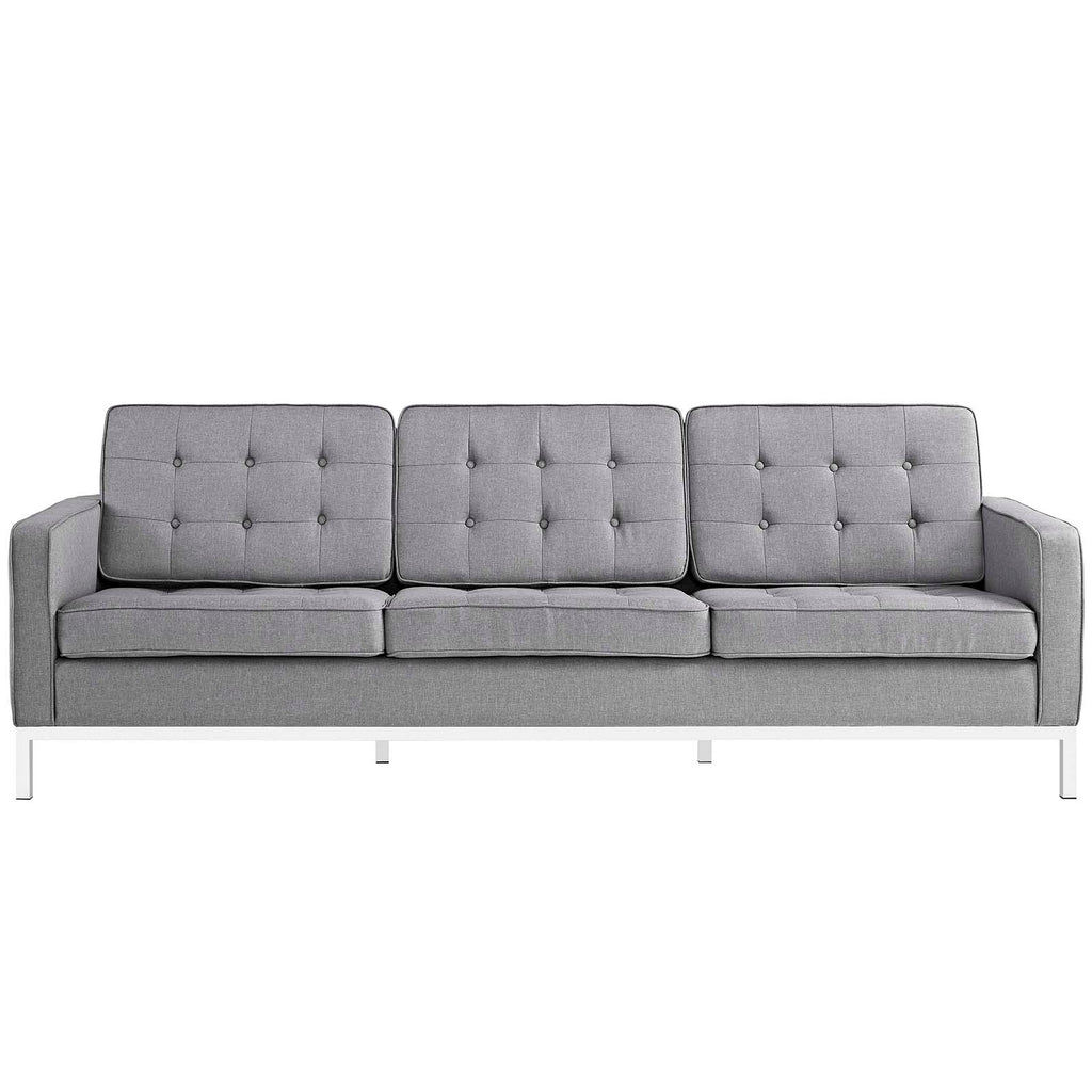 Loft Upholstered Fabric Sofa in Light Gray