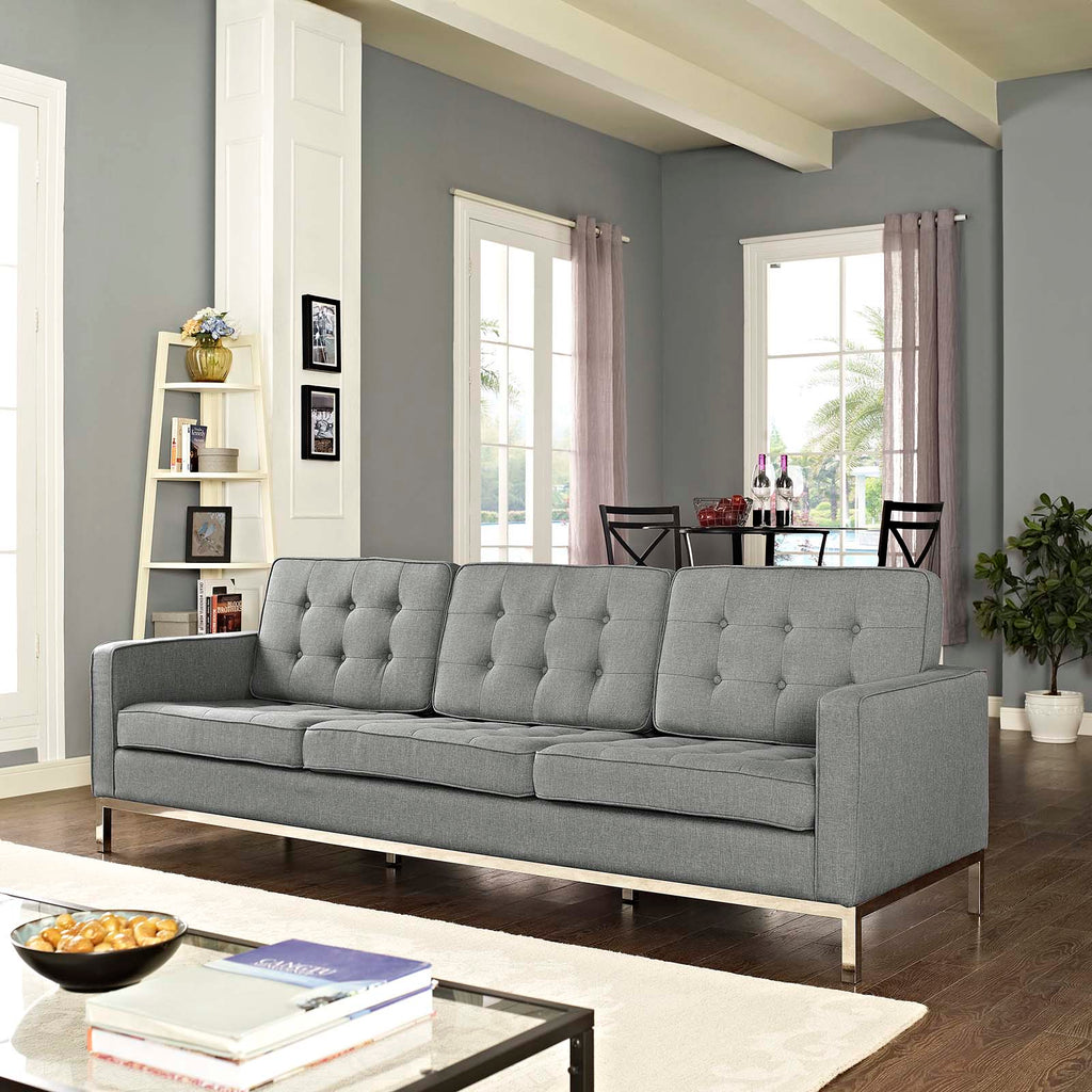 Loft Upholstered Fabric Sofa in Light Gray