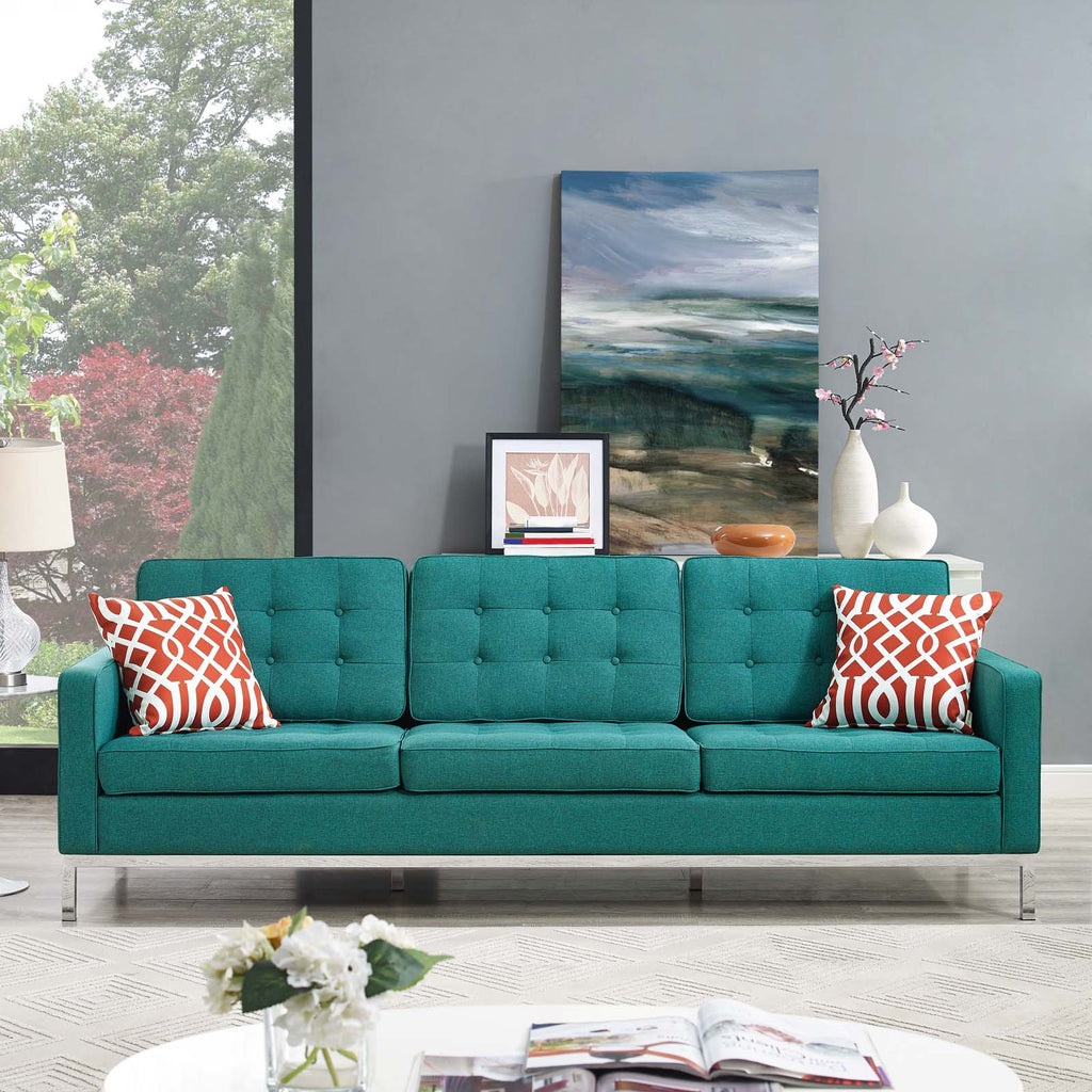 Loft Upholstered Fabric Sofa in Teal