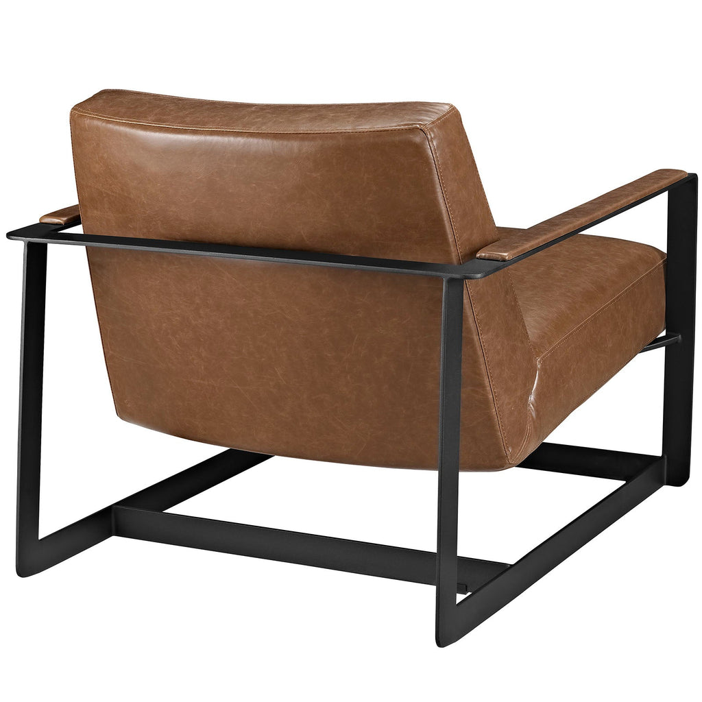 Seg Vegan Leather Upholstered Vinyl Accent Chair in Brown