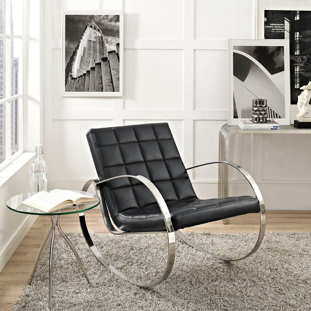 Gravitas Upholstered Vinyl Lounge Chair in Black