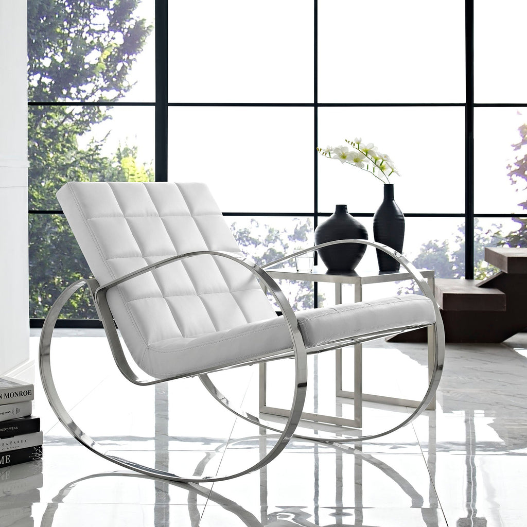 Gravitas Upholstered Vinyl Lounge Chair in White