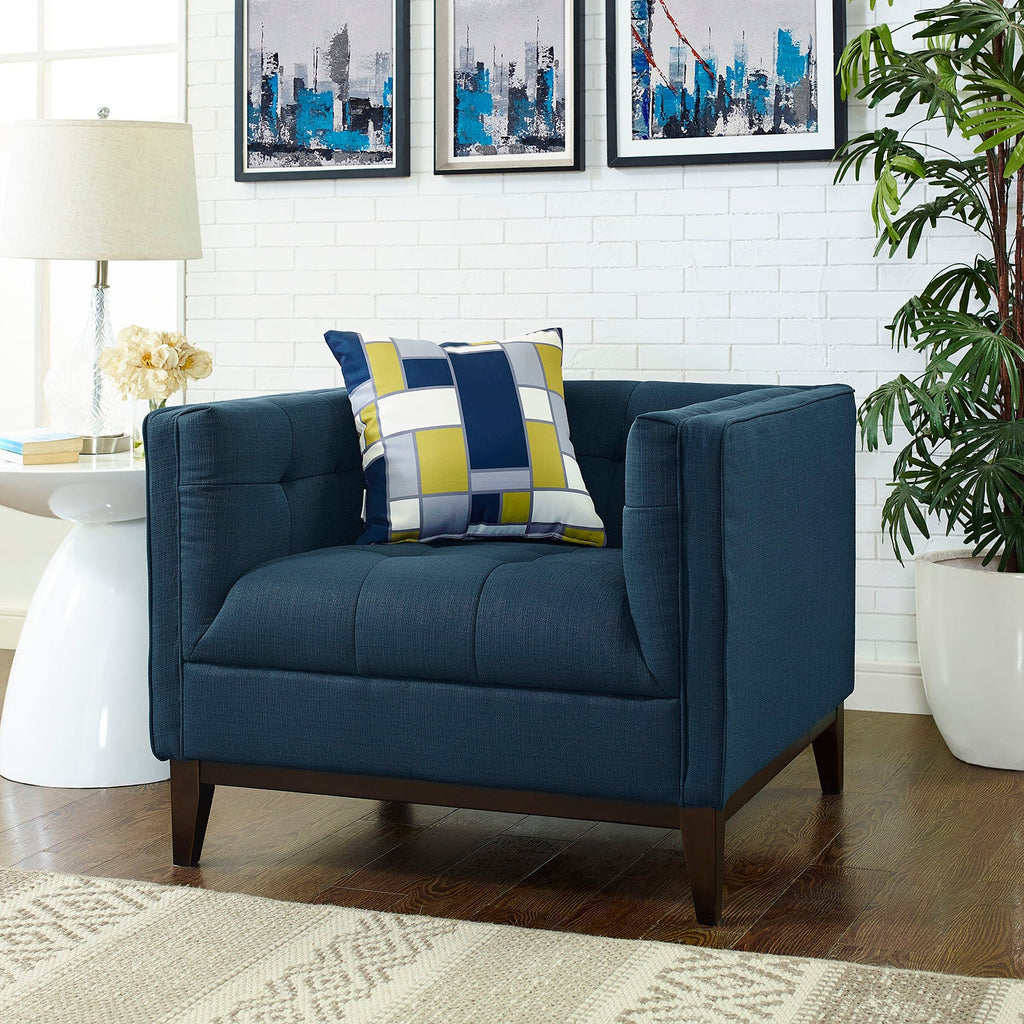 Serve Upholstered Fabric Armchair in Azure