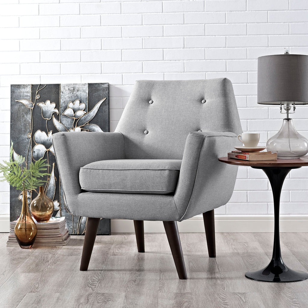 Posit Upholstered Fabric Armchair in Light Gray