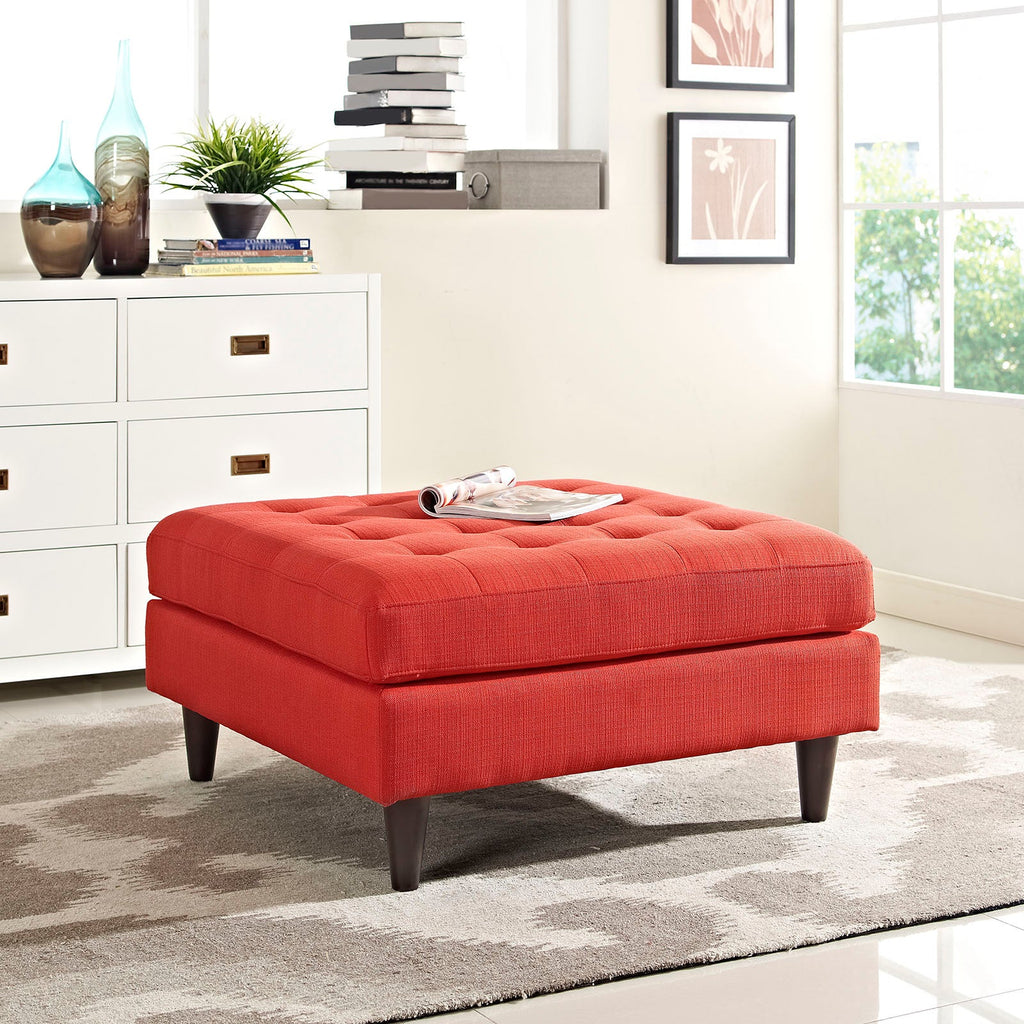 Empress Upholstered Fabric Large Ottoman in Atomic Red