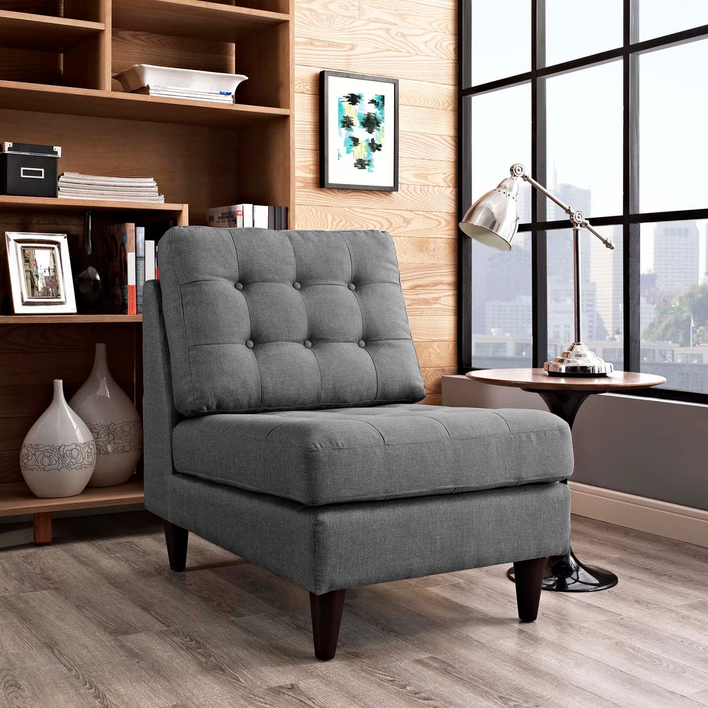 Empress Upholstered Fabric Lounge Chair in Gray