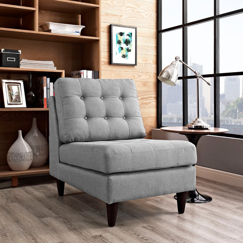 Empress Upholstered Fabric Lounge Chair in Light Gray